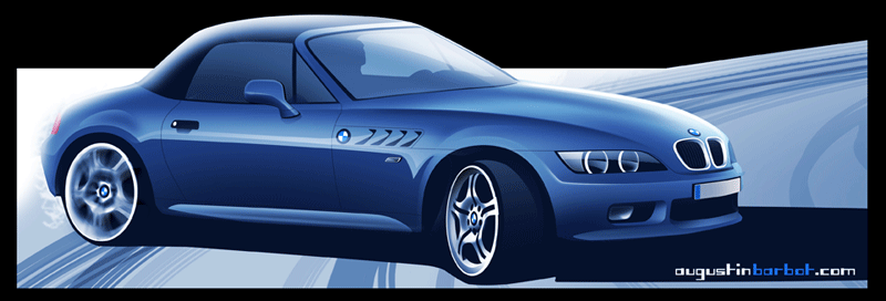 Augustin BARBOT car designer sketch BMW Z3 drifting