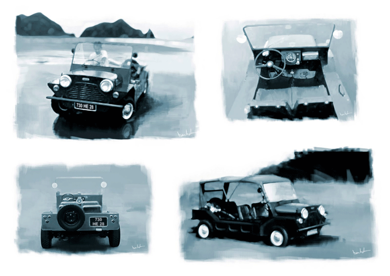 Augustin BARBOT - MINI MOKE MINIMOKE design sketch vintage car oldtimer